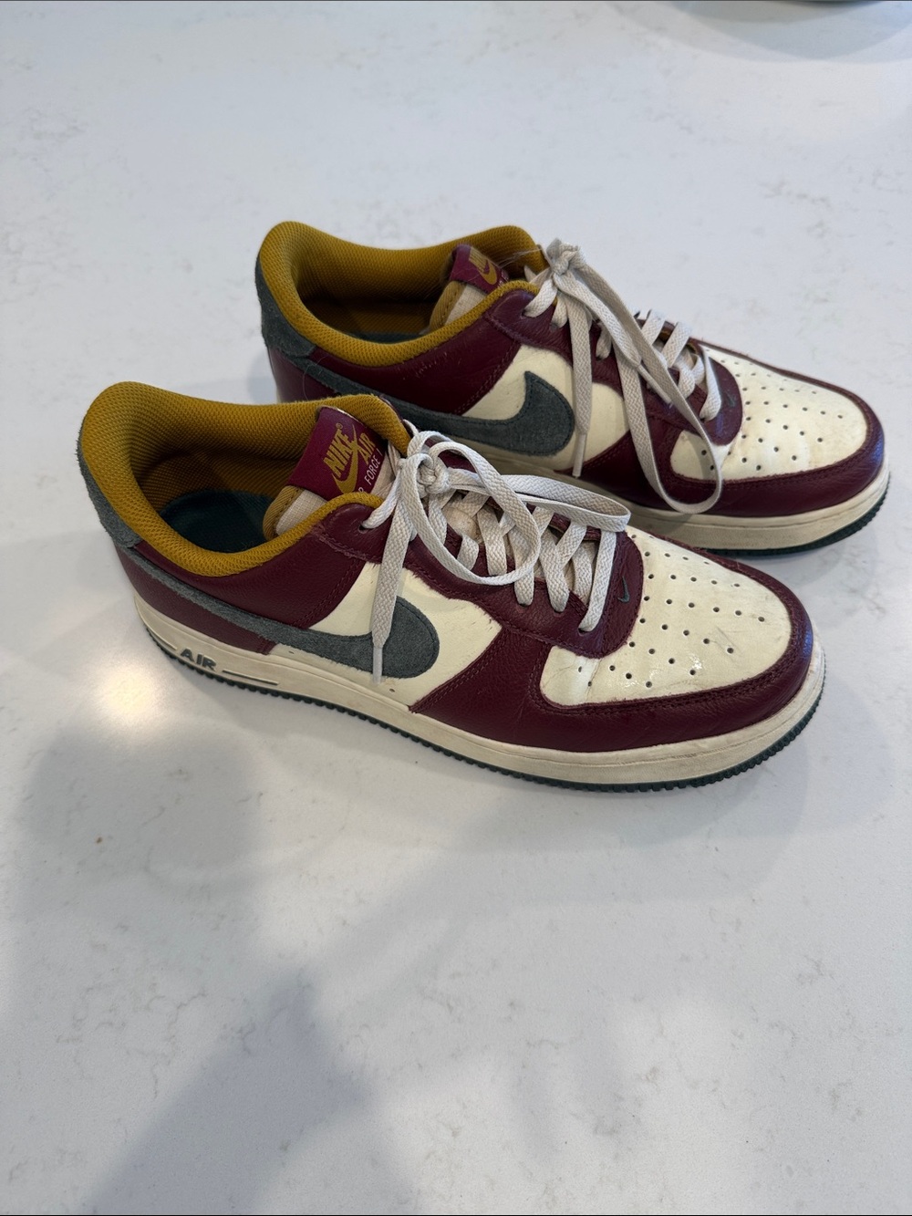 Nike Air force 1-Size 9.5 Men’s Low-Top Sneakers - Maroon, White & Mustard